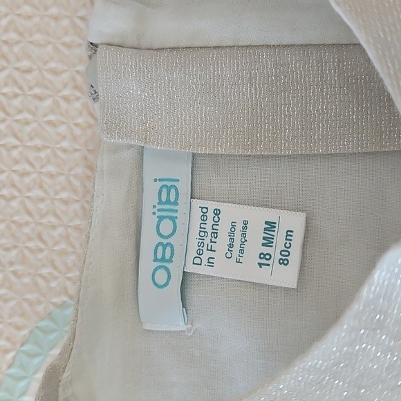 Obaibi Silver Linen Cotton Blend Toddler Dress - Picture 2 of 4
